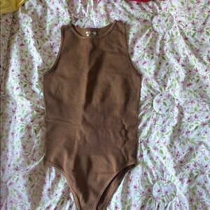 Brown Ribbed Kids One Piece